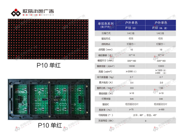 户外P10单红色LED显示屏